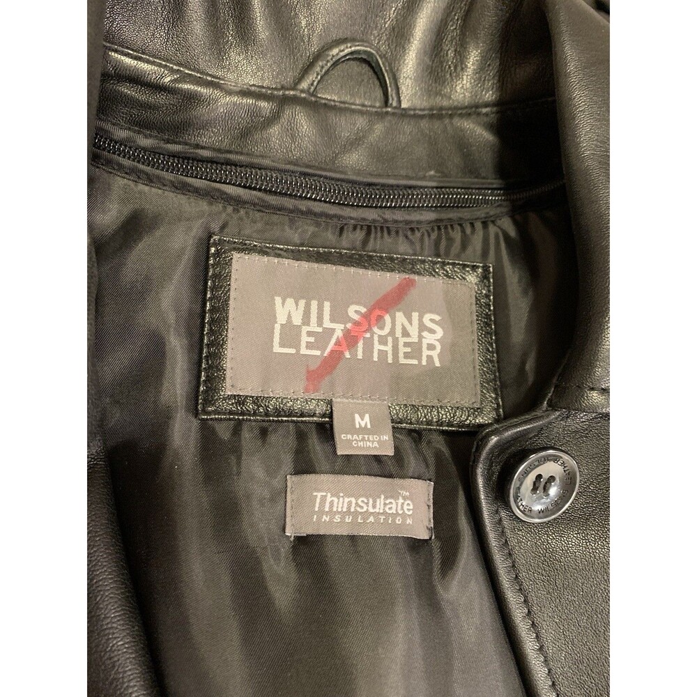 3/4 LENGTH Wilson's 100% Leather Thinsulate Ultra Black Coat M VINTAGE